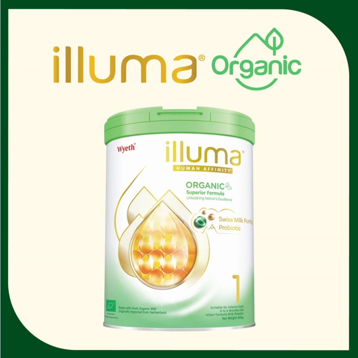 【澳門發貨】（2罐起購）Wyeth 惠氏 ILLUMA ORGANIC 親和人體有機配方 1號 初生嬰兒配方奶粉 850克