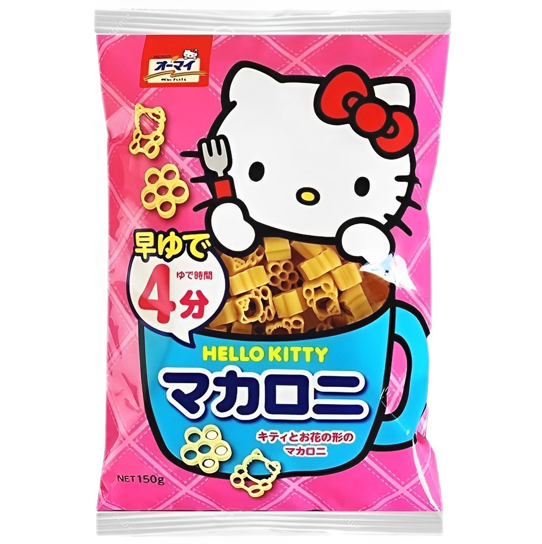 【澳門發貨】NIPPN日本製粉 Hello Kitty 4分鐘快熟通心粉150g方便快捷簡單意大利麵麵食健康營養無添加早餐凱蒂貓卡通造型