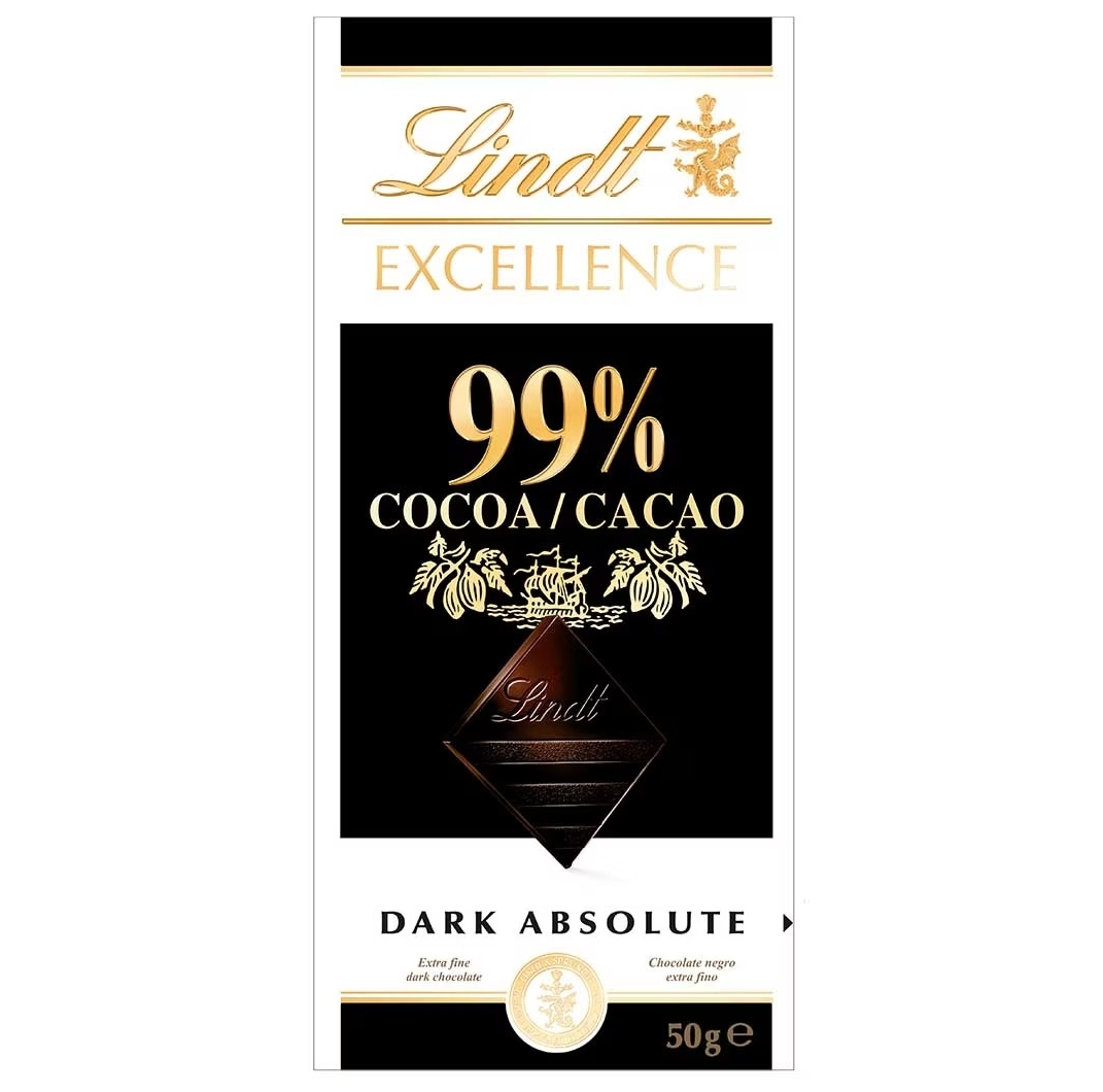 【澳門發貨】EXCELLENCE 瑞士蓮99%特醇可可朱古力50g極醇系列熱賣口味可可濃度99%高品質巧克力