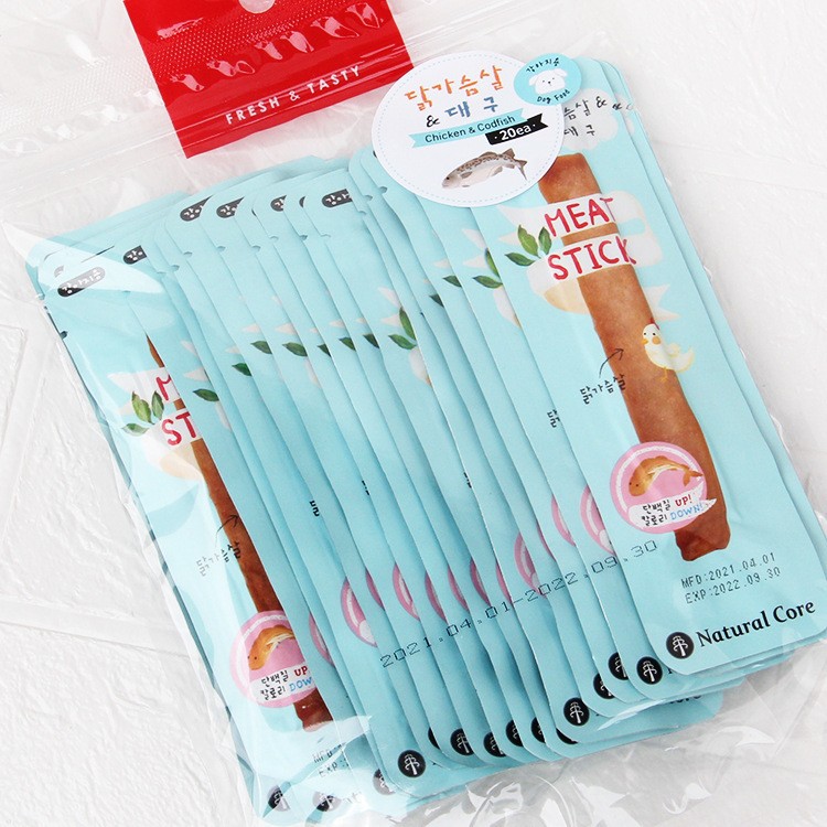 Natural Core 韓國天然核心雞肉鱈魚軟肉條7g*20條蒸煮肉條寵物零食狗零食