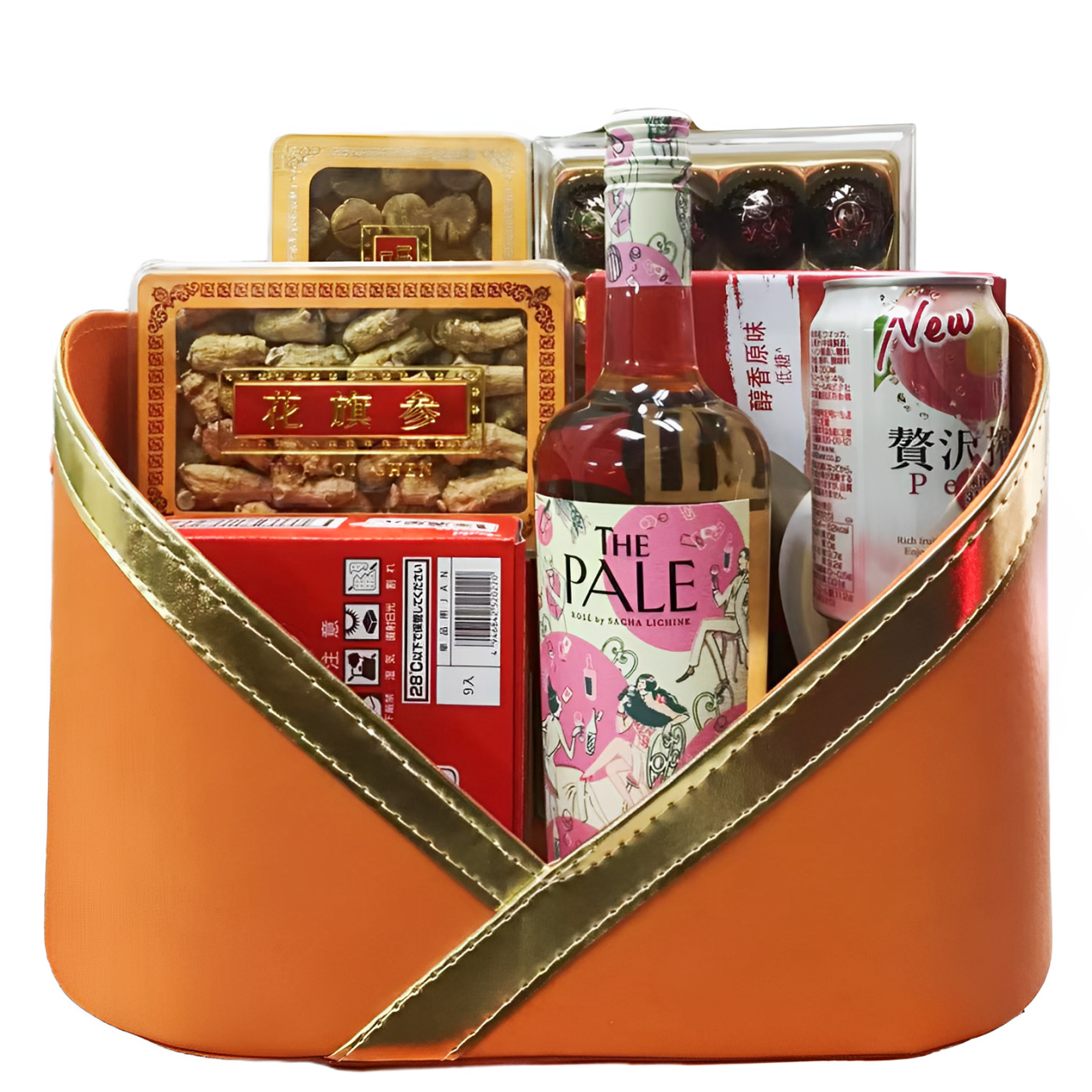 【澳門直送】橙色皮革賀年禮籃 1239