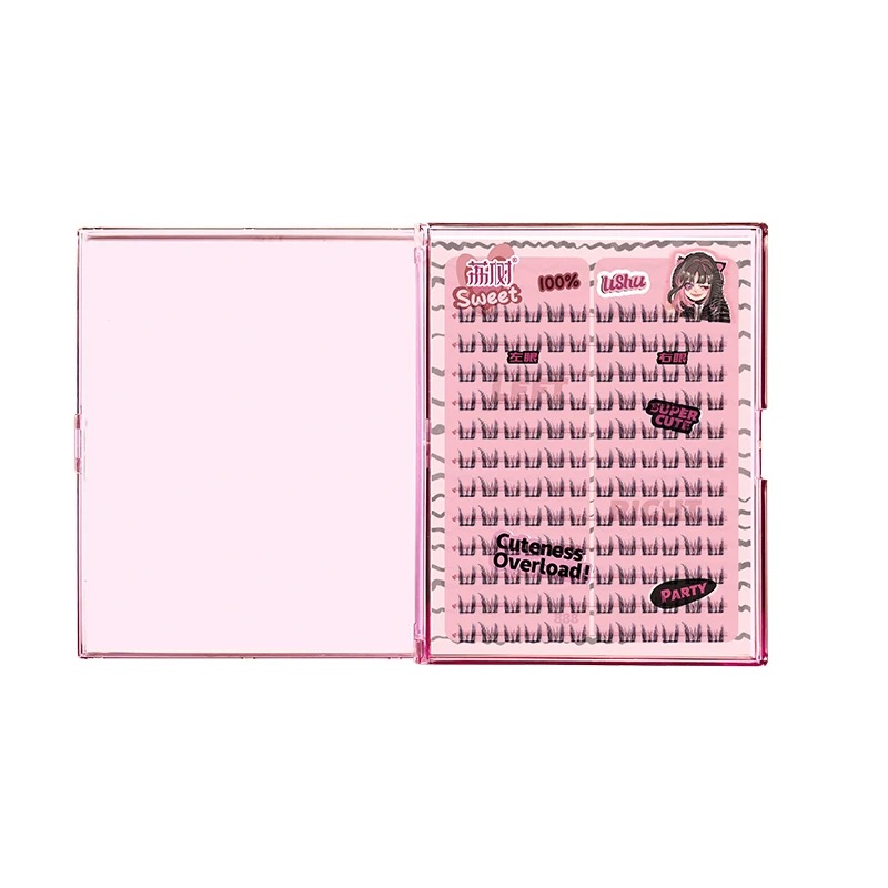 LISHU 荔樹 純欲貓耳朵plus大容量144簇假睫毛書 送！膠水鑷子卸妝液 卷翹超軟新手翹睫初學者適用美睫