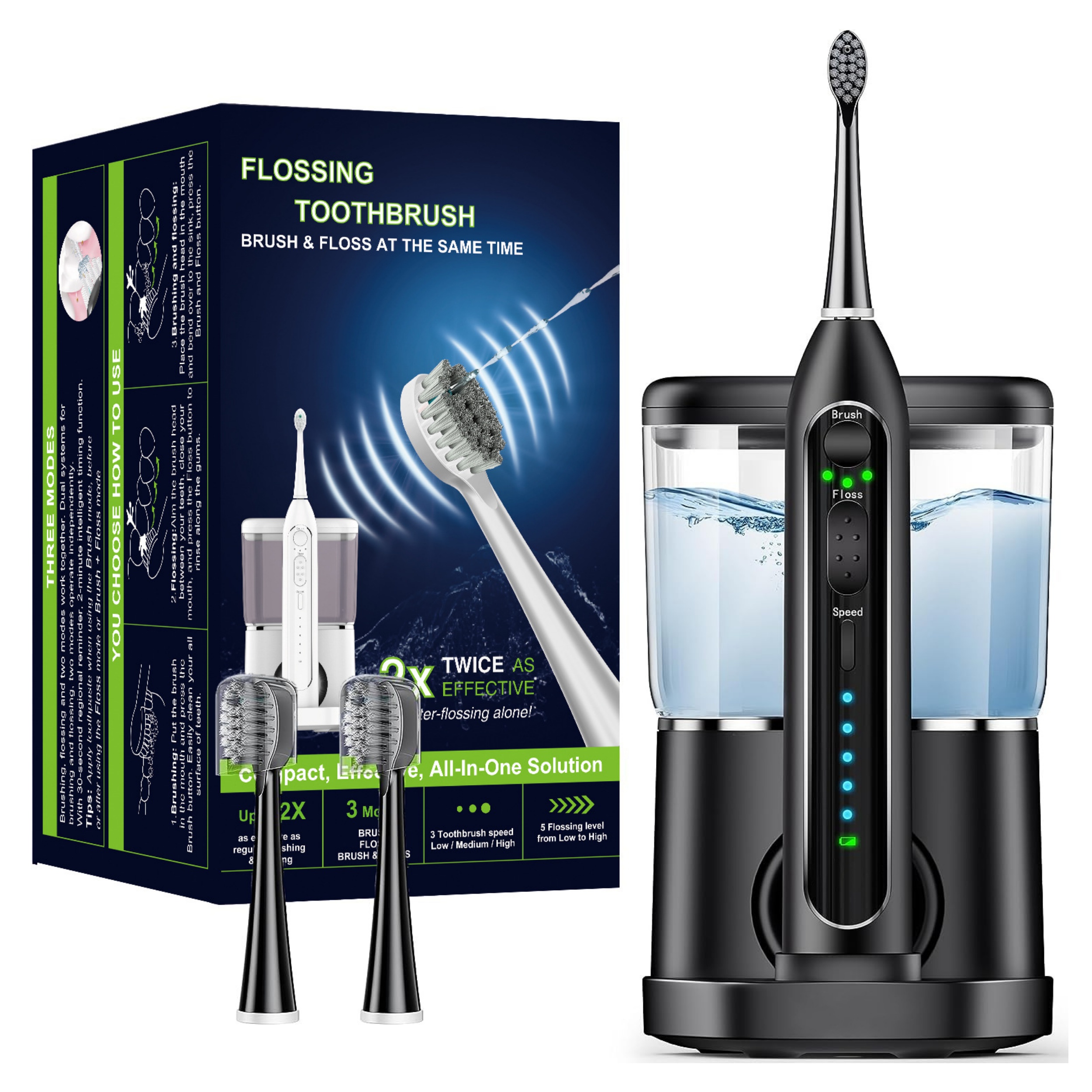 二合一沖刷器牙刷水牙線沖刷一體二合一電動牙刷可攜式大容量沖牙器