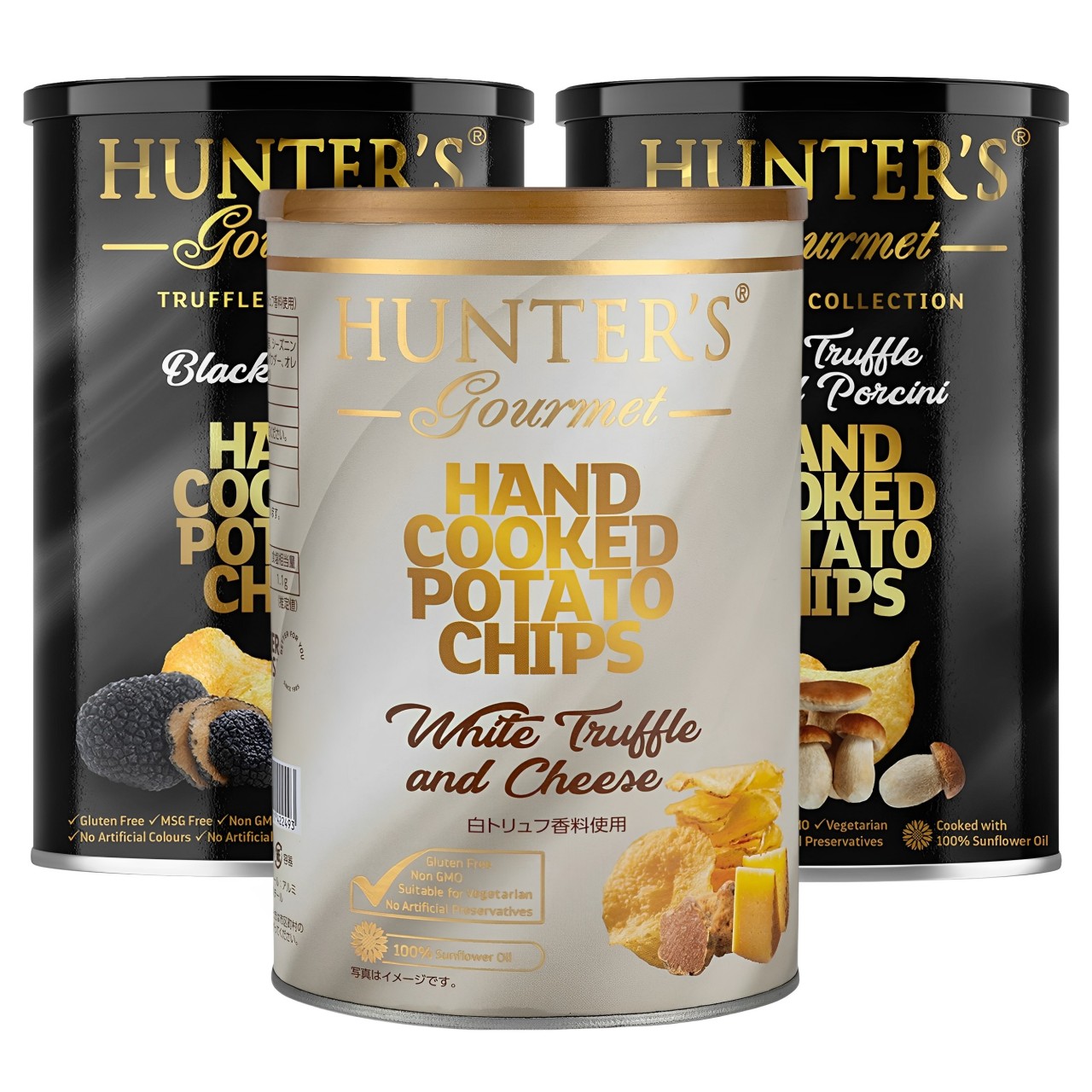 【澳門發貨】6罐 Hunter's Gourmet 亨特手製薯片40g黑松露味/松露牛肝菌味/白松露芝士味手工洋芋片休閒解饞土豆片膨化零食