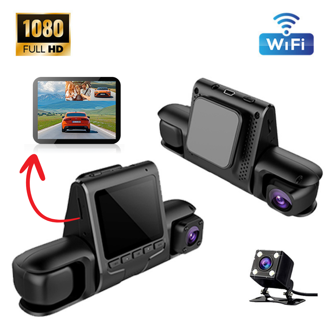 三錄同顯wifi行車記錄儀新款1080P高清帶倒車影像汽車車載攝像頭車cam