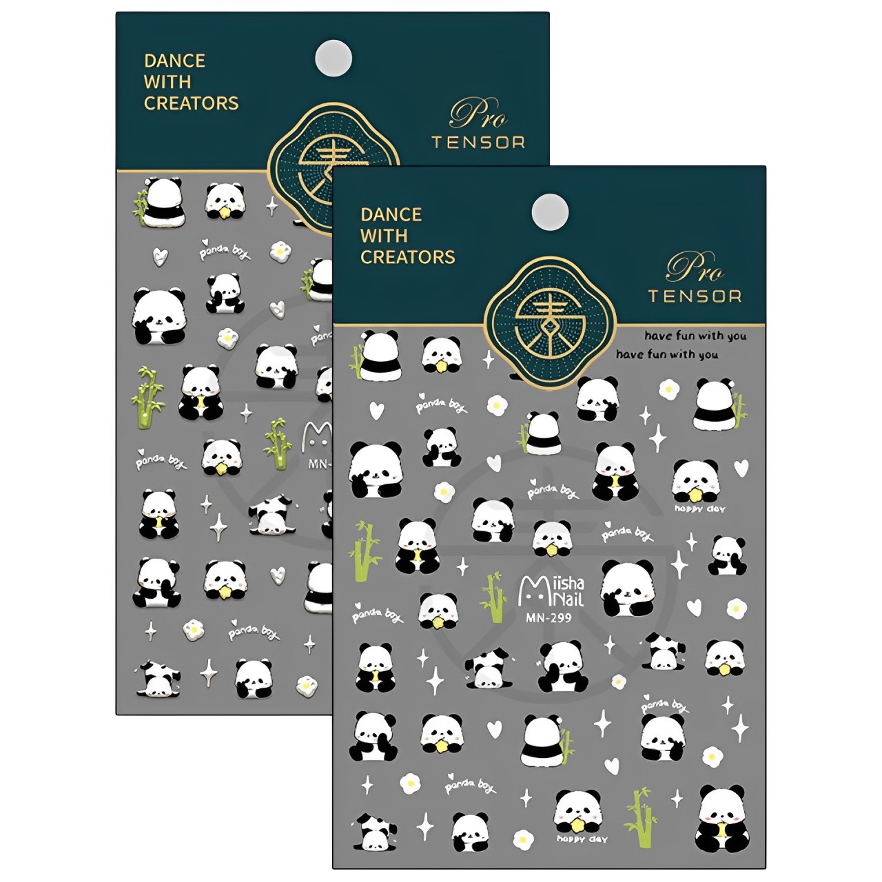 浮雕薄韌美甲貼紙背膠指甲貼紙飾品MN聯名系列熊貓竹子