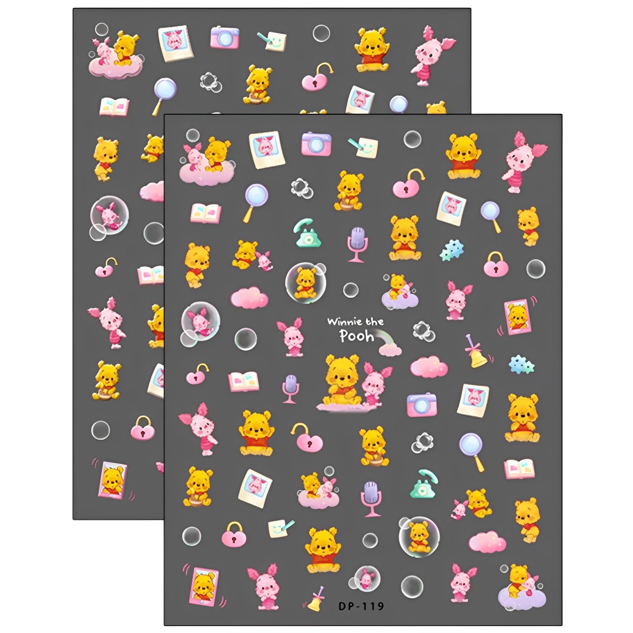 浮雕薄韌美甲貼紙背膠指甲貼紙飾品維尼熊立體系列