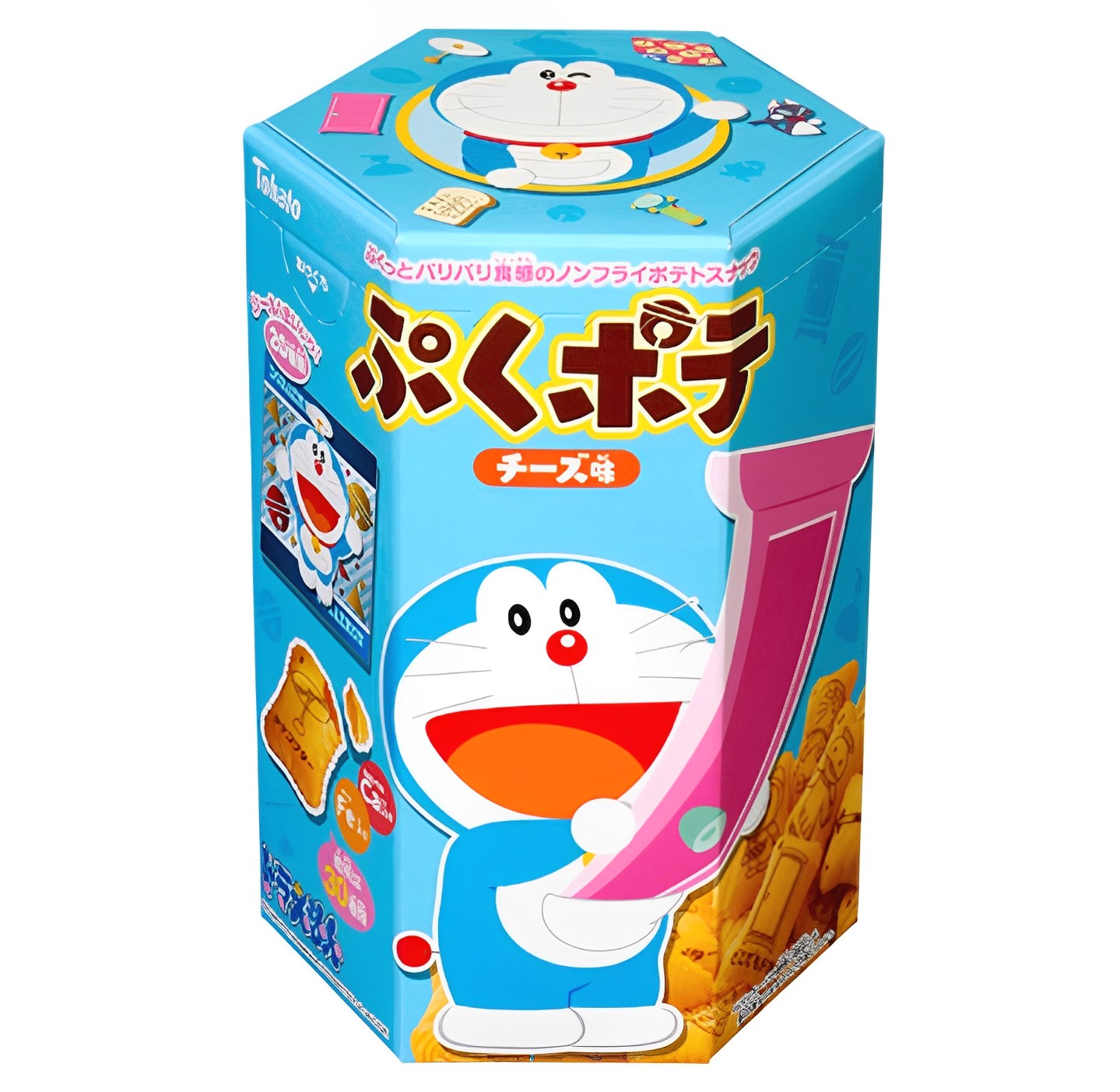 【澳門發貨】（一箱12盒）Tohato桃哈多多啦A夢芝士薯脆餅20g附貼紙1張小叮噹法寶道具造型起司味玉米餅乾兒童零食零嘴點心