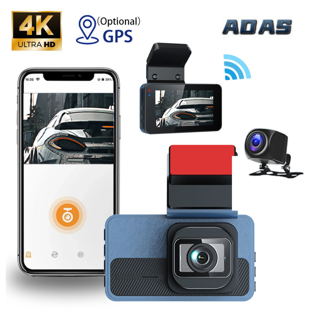 雙錄wifi行車記錄儀4K高清gps汽車車載前後攝像頭ADAS車cam