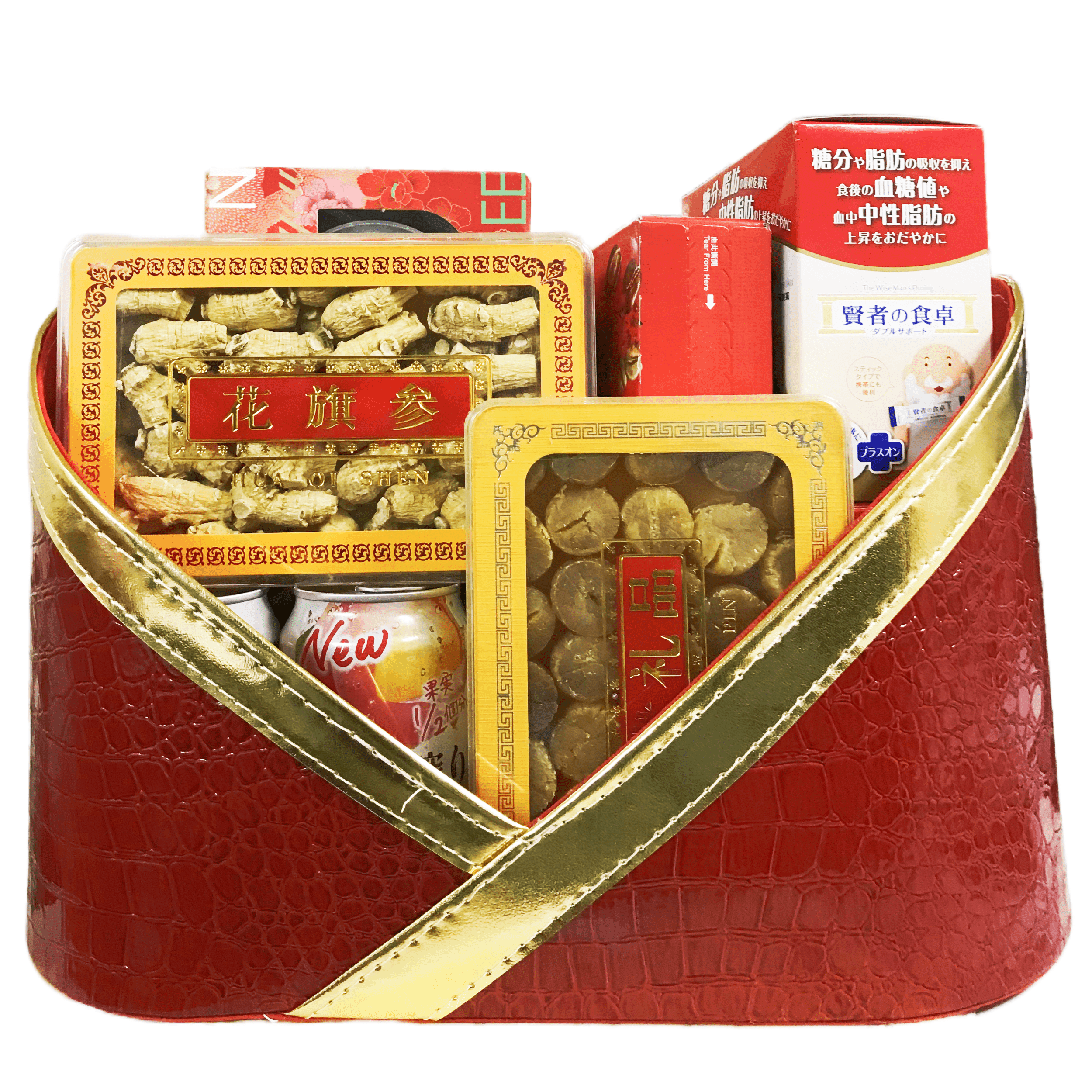 【澳門直送】酒紅石頭紋皮革賀年禮籃 1288